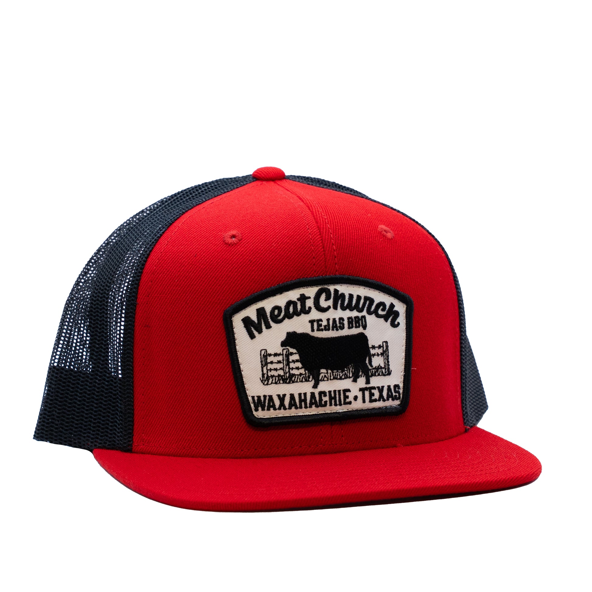 tejas-bbq-patch-hat-red-black-i5 RedMCwCowFlatBill.jpg
